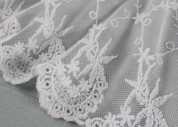 19 CM Floral Embroidered Lace Trim With Scallop Edge For Dress By OEKO - TEX