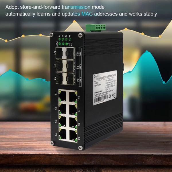 8 ports 10/100/1000T RJ45 Commutateur Ethernet industriel avec 6 ports 1000X Gigabit SFP