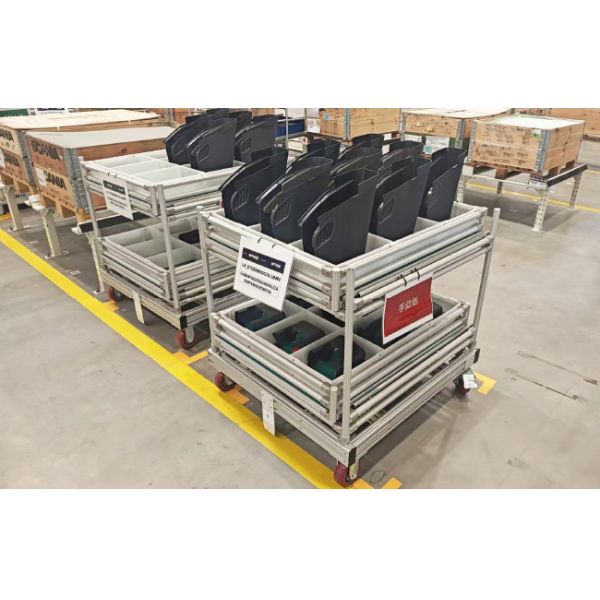 Third Generation Aluminum Alloy Lean Pipe Material Rack For Automotive Parts Lean Tube Trolley Rack For Auto Parts Storage and Transportation