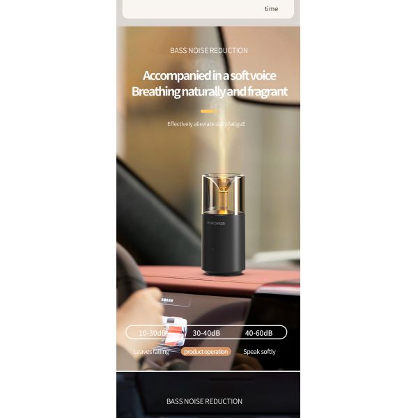 Flame Design Portable Aroma Car Diffuser Humidifier 120ml Capacity OEM Color Size