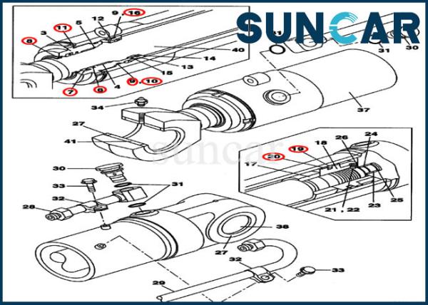 CX80 máquina escavadora Parts da esteira rolante do OEM do jogo de reparação do selo do cilindro do balanço do crescimento do caso LZ008240
