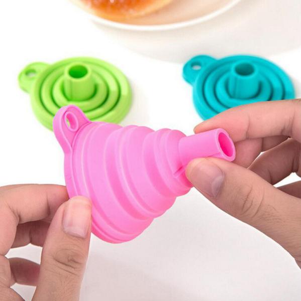 Kitchen Food Grade Silicone Funnel Liquid Dispenser Kitchen Small Tool Accessories Foldable Silicone Foldable Funnel