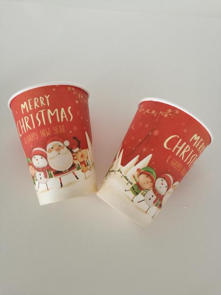 8oz,12oz,16oz Single wall paper cup for hot drinks with Christmas design