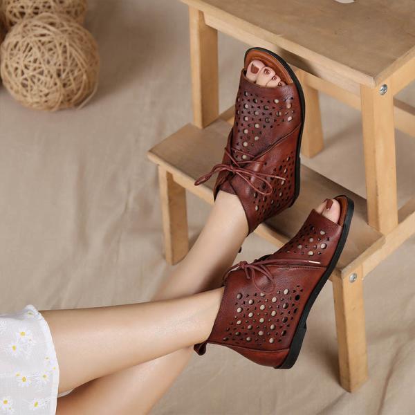 S433 2020 New Sandals Female Open Toe Breathable Cool Leather Sandals Female Ins Trendy Shoes Hole Shoes