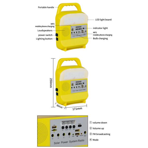 Солнечная система OEM 10000Hours 9W 6V 3 светлая для зон недостатка электричества