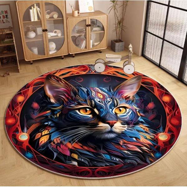 Round Cat  Living Room Floor Carpets Polyester fiber 100*100cm