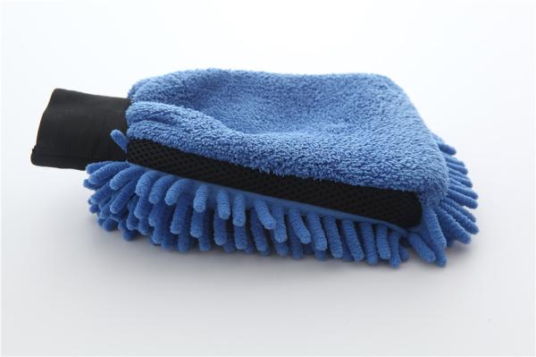 Blue color microfiber plush chenille car cleaning detailing house cleaning wash mitts/gloves