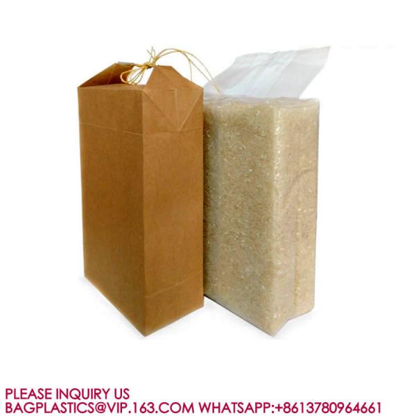 High Quality Durable Brown Natural Rice Bags Kraft Paper Dried Food rice Packaging Bags