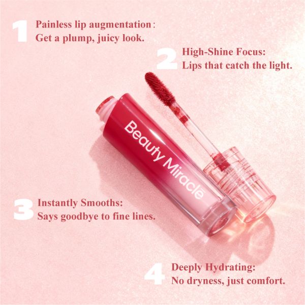 Custom Brand Vegan Natural Lip Plumping Serum, Flavored and Glossy Makeup Base Lip Plumping Oil Wholesale.