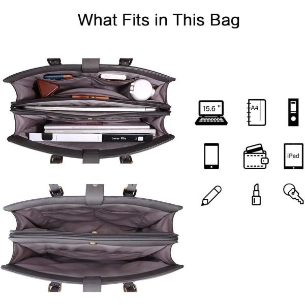 FOR WOMEN 15.6 INCH WORK TOTE BAGS PU LEATHER COMPUTER PURSE FOR BUSINESS OFFICE WITH 3 LAYER COMPARTMENTS