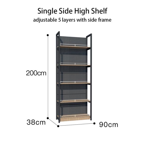 Cold Rolled Steel Supermarket Shelving Wood Gondola Shelving Classic Style