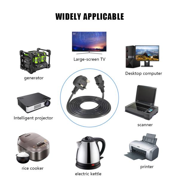 UK 3 Pin Power Cord Plug Cable 1M 1.2M 1.5M 1.8M 3M UK Power Cord C13 Power Cords 3ft 4ft 5ft 6ft 10ft Home Appliance