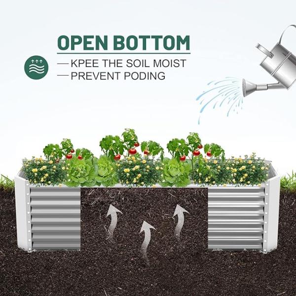 Rectangular Galvanized Raised Garden Bed Kit 6*3*2 Ft Outdoor Sliver