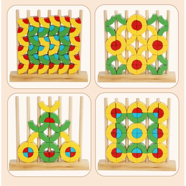 Juguete Interativo Montessori Educativo Preescolar BPA Grátis Rattles Teether 3D Anéis de Bloqueio de Arco-íris de Madeira