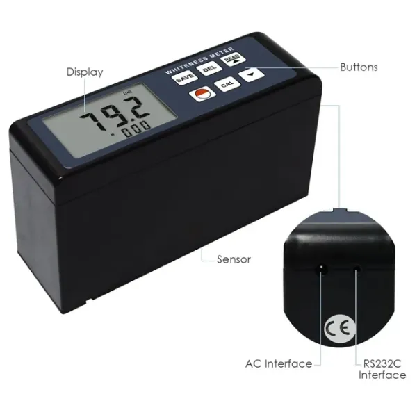 Paint Paper Powder Whiteness Meter Light Leucometer Handheld Digital with Aluminium Case