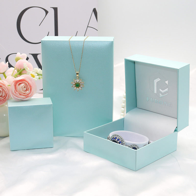 High End Sky Blue Plastic Paper Luxury Jewelry Box Customized Luxury Earring Gift Box