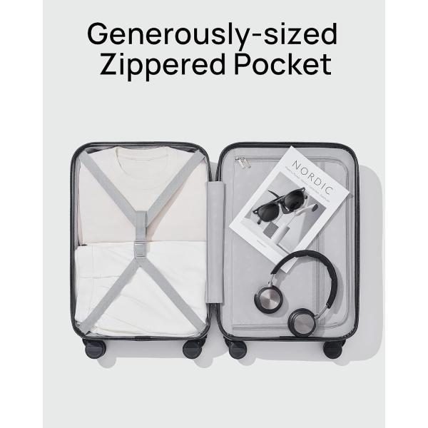 22 x 14 x 9 companhia aérea aprovada, bagagem de 20 polegadas com compartimento de laptop frontal, rodas de dupla rotação, PC de lado duro