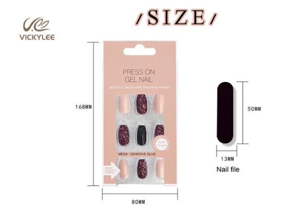Red long ballerina press on DIY Fake Nails 3 Minutes Fast Manicure