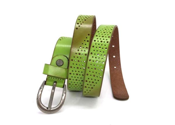 Fashionable Green Leather Belt For Women With Pin Buckle 90-110cm