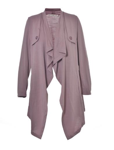 Knitted Plus Size Womens Casual Cardigan With Long Frill And Buttons Decoration