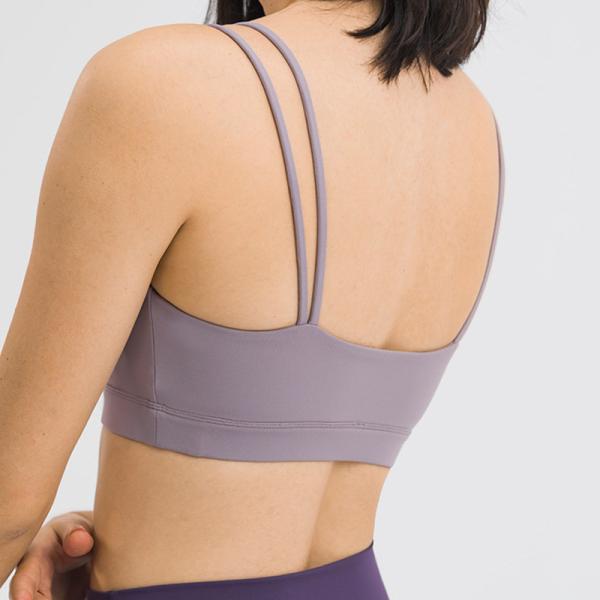Yoga Push Up Womens Sports Bra Double Ribbon Sexy Nylon Quick Dry