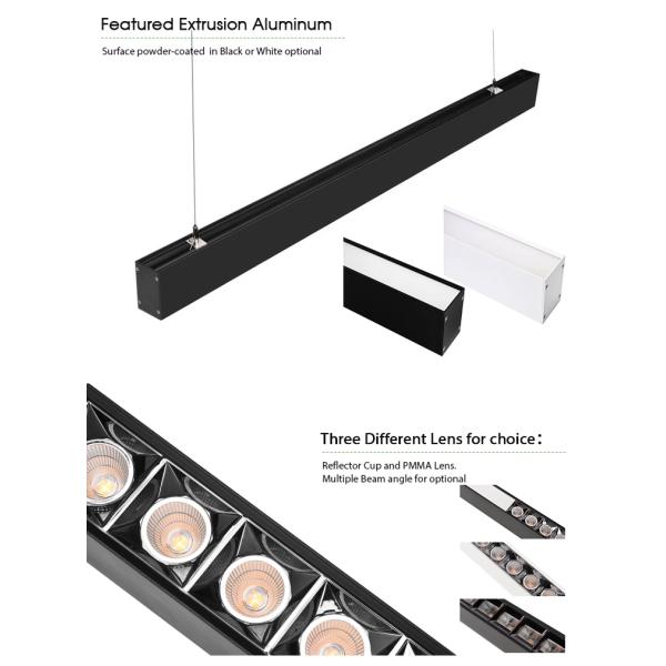 Indoor Aluminum Office Led Linear Light Fixtures Black Lighting Fixture
