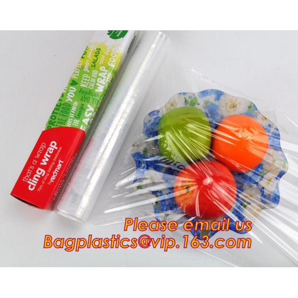 Keep Fresh PE food wrap plastic Cling film wrap jumbo roll, LLDPE power stretch wrap film food wrap stretch film, bageas