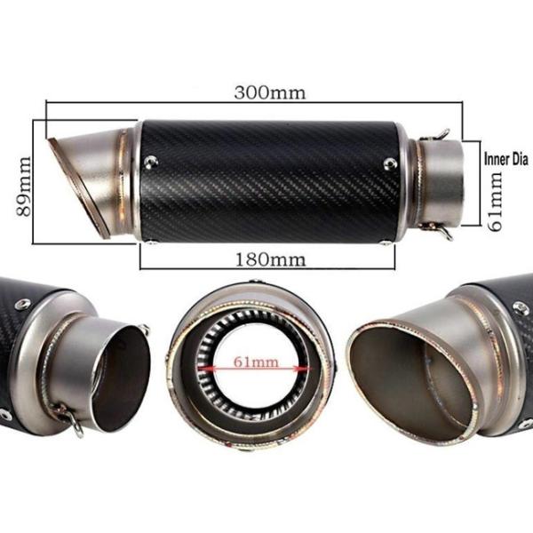 Motocross universal motorcycle muffler 51 - 61mm Carbon Fiber Exhaust Pipes
