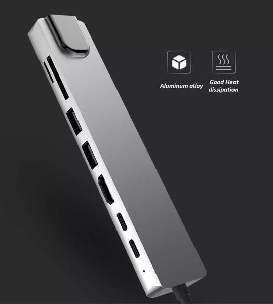 cubo múltiplo do portátil do Usb C da estação de ancoragem RJ45 3,0 de 8in1 Hdmi
