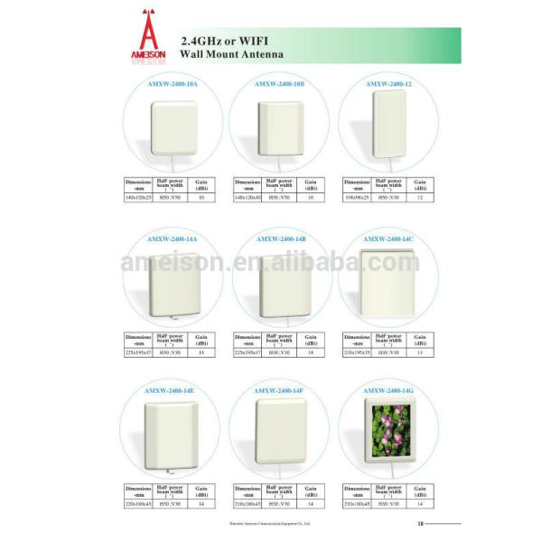 Ameison Antenna 2400 - 2483MHz (2.4GHZ) 14dBi Wifi GSM Directional Wall Mount Flat Patch Panel Outdoor Antenna
