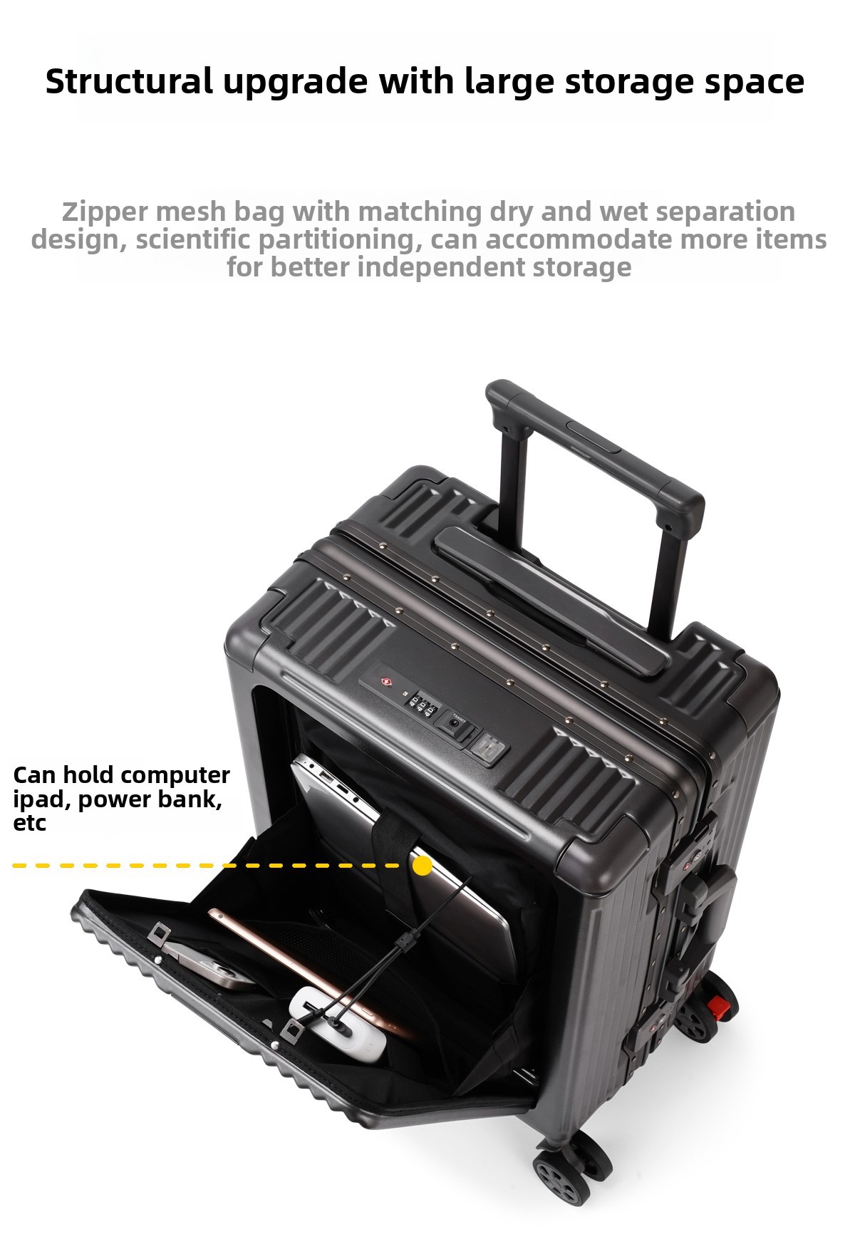 Silent Wheel Business Travel Luggage Pc Carry On 4 Wheel Cabin Suitcase  20 Inch