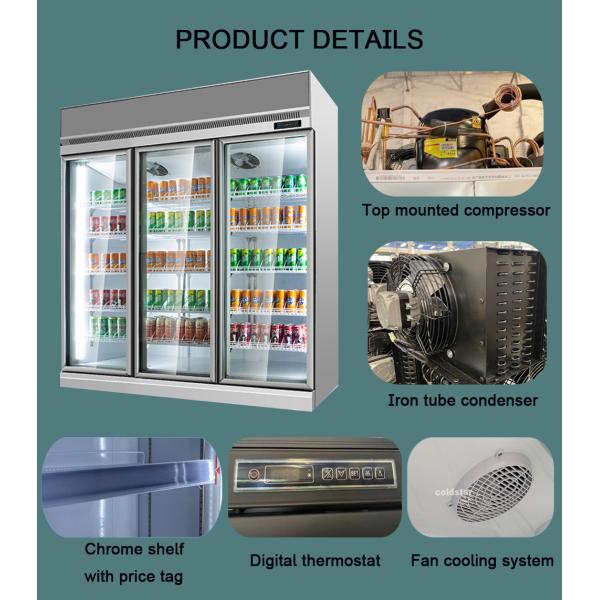 Drinks Display Refrigerator Supermarket Fridge Glass Door Beer Glass Bottle Cooler With CE Approved