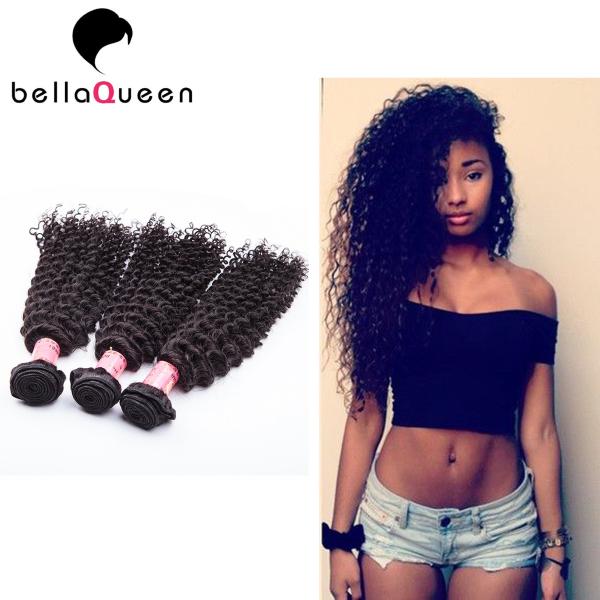 10 - 30 Indian Virgin Hair Natural Black Remy Hair Curly Wave Weaving