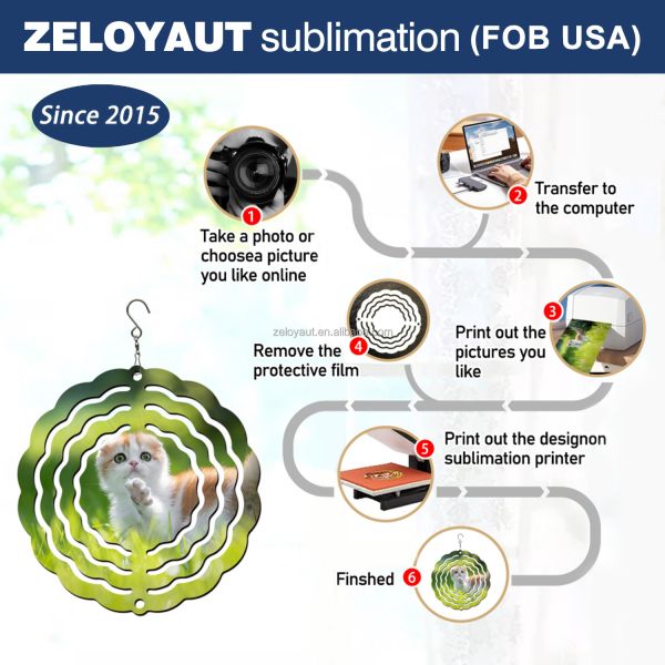 ZELOYAUT 24H-shipping Customizable Sublimation Wholesale Wind Spinner Blanks 3Inch Aluminum Spinners - DIY for Home DecoR