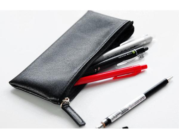 Simple pen bag large capacity students simple creative PU leather carry-on handbag makeup pencil case