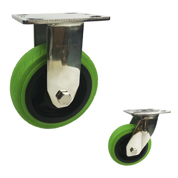 6x2 Inch 280kg Capacity Fixed Plate Stainless Steel TPR Thermoplastic Rubber Wheels