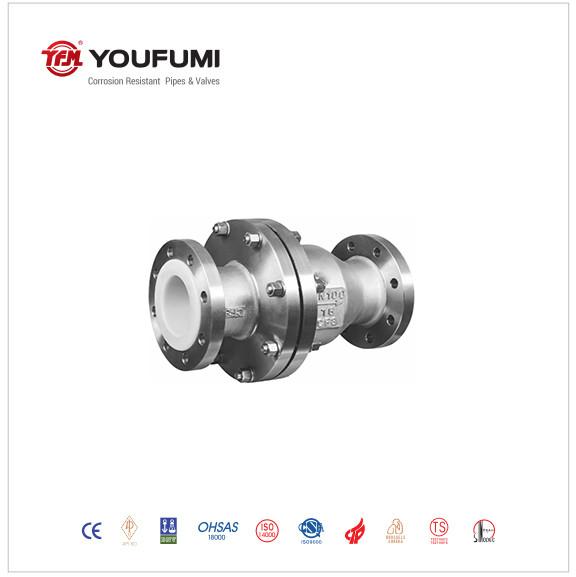 Low Pressure Silent PFA Lined Check Valve Casting Material corrosion resistant