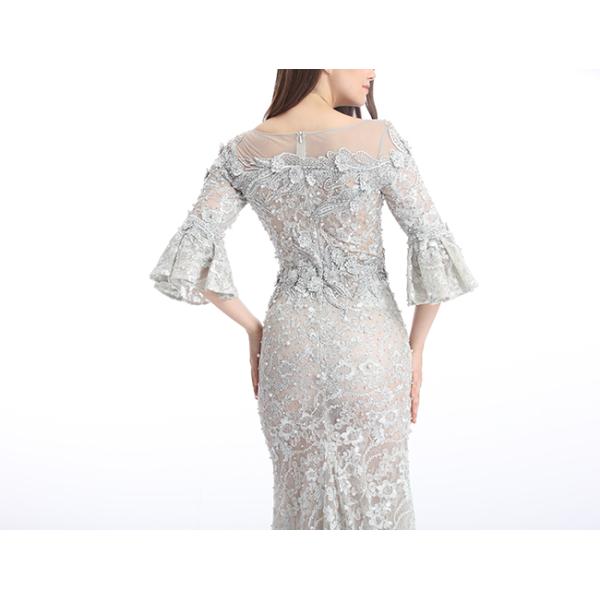See Through Trumpet Half Sleeve Evening Dresses Floor Length Any Color Available
