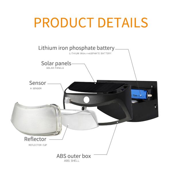 50000 Hours Working Time Solar Powered Outdoor Wall Lighting For Garden Garage Balcony