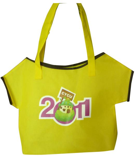 75g Yellow T- shirt shape cute design advertising non woven carry bag