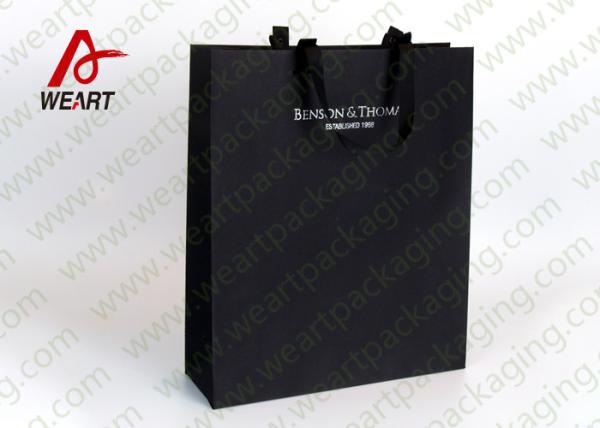 Black Dyed Materia Bluel Promotional Paper Bags With 1 Color Printing