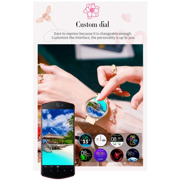 170mAh 39mm Dia Waterproof Women Smartwatch 1.09 Inch For Ladies
