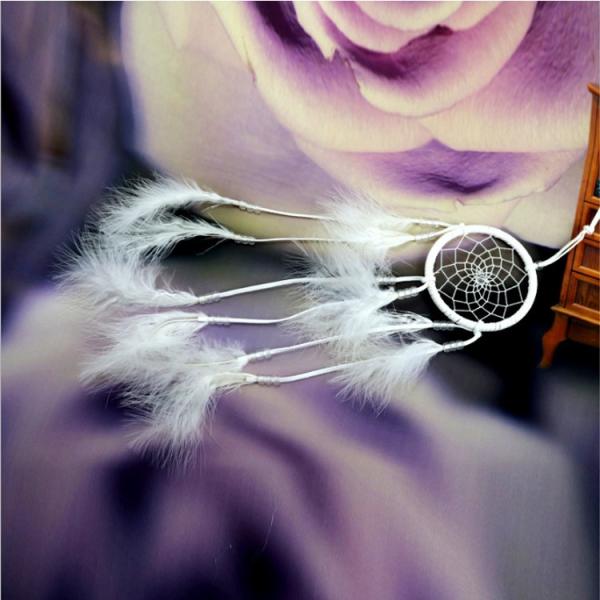 Circular Purple Handmade Dream Catcher Net With Feathers Wall Hanging Decoration Decor Craft Gift Wind Chimes for Home