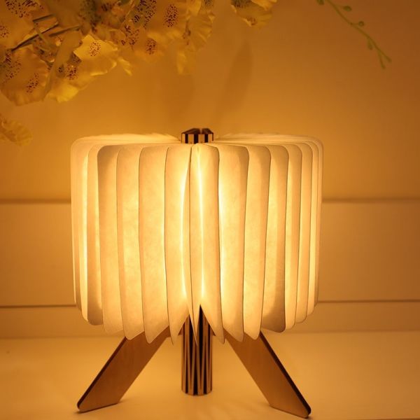 Rechargeable Folding Origami Light Table Paper Lamp Round Home Decoration