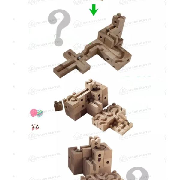 les puzzles 64pcs en bois originaux marbrent les blocs constitutifs de course de course