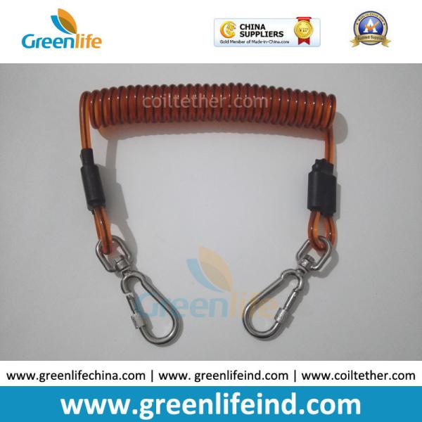 Transparent Yellow Color Strong Coiled Cable Tool Lanyard w/Split Ring 2pcs