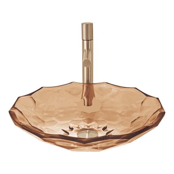 North Americ Style Glass Wash Basin Tea Color Vessel Sinks