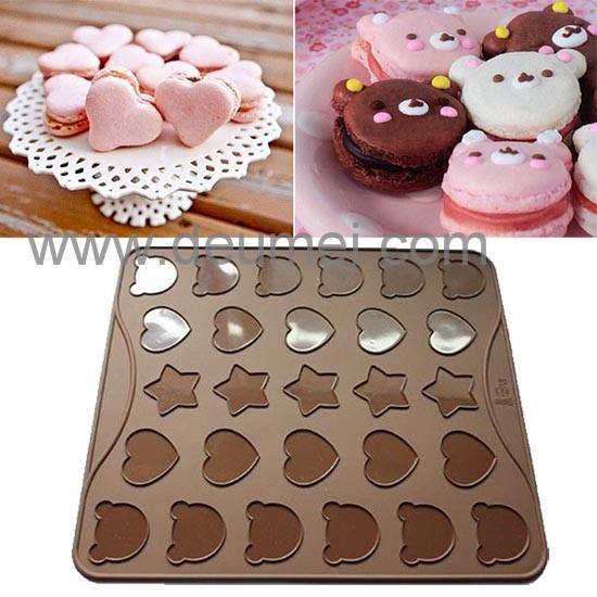 Wholesale Heat Resistant Silicone Kitchenware Mat/30 Capacity Cartoon Macaron Baking Mat