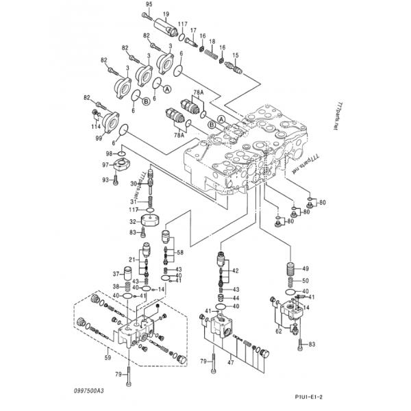 Part Number PC120-6 Control Main Valve Assy Control Valve Assy For Komatsu PC120-6 PC120-7 Steel Material