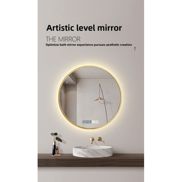 Modern Premium 32-Inch Anti-Fog Touch Switch Wall Mirror Aluminum Frame for Luxurious Bathroom Design Apartments Hotels